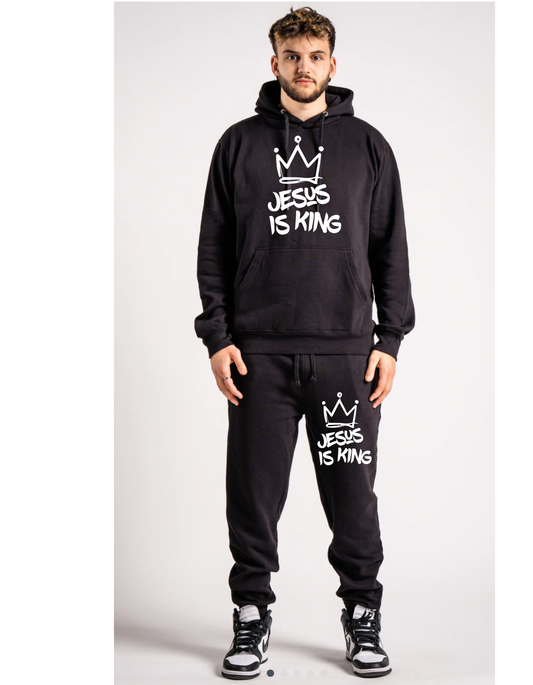 BLACK AND WHITE JESUS IS KING SWEATSUIT