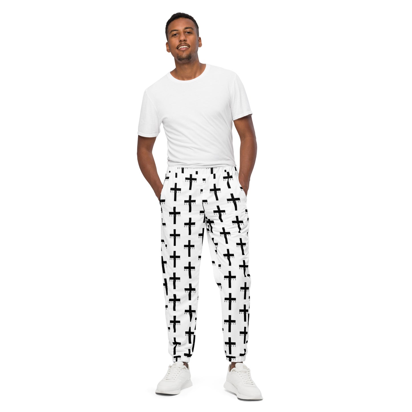 I Believe White Unisex track pants